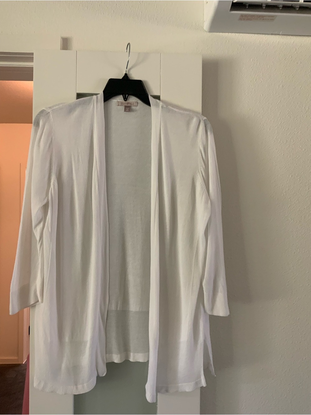 Roz & Ali White Open-Front Women's Cardigan